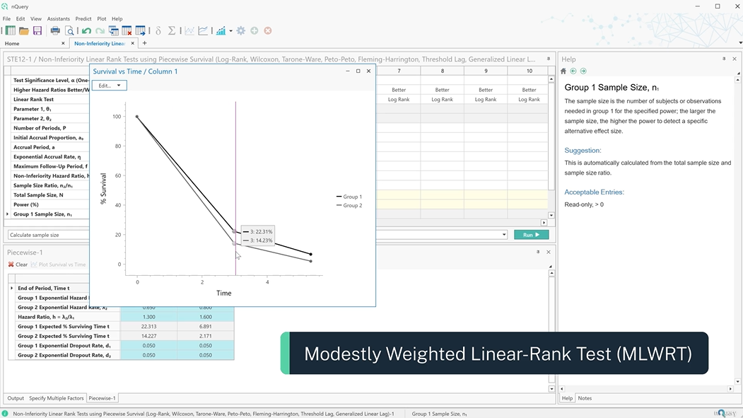 nQuery 9.4 - Modestly Weighted Linear-Rank Test