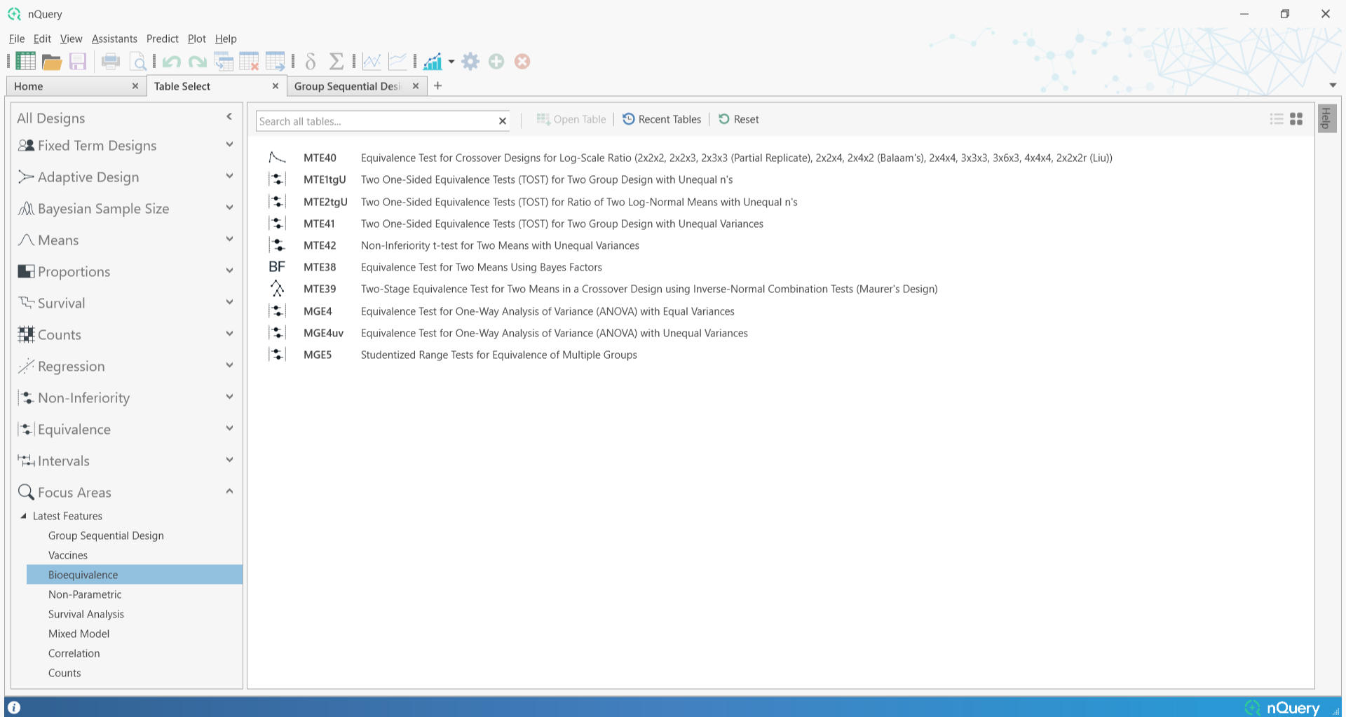 Select New Features Bioequivalence