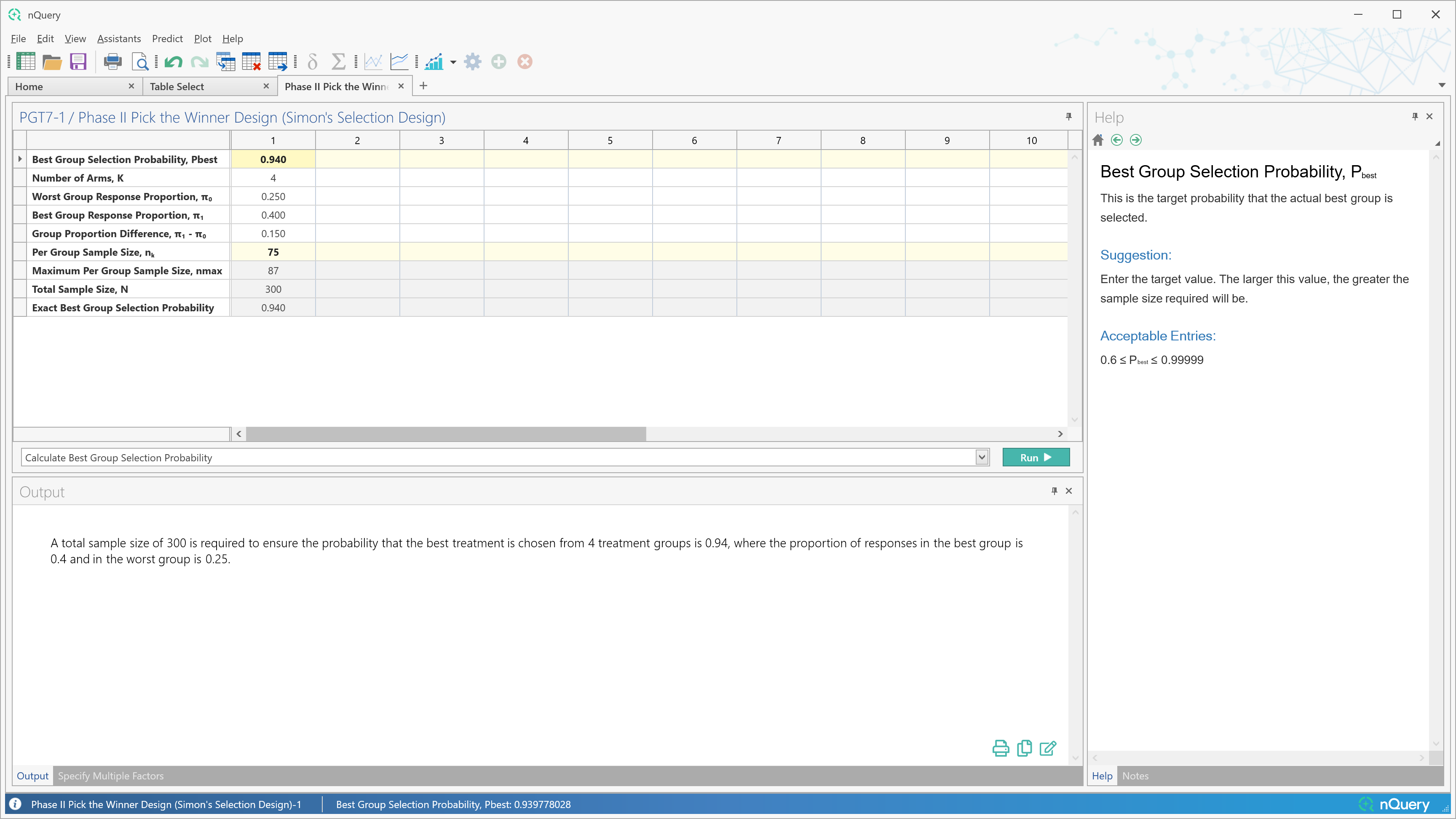PGT7 - Phase II (Simon’s) Selection Design
