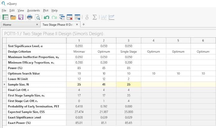 Two Stage Phase II (Simons Design) -  Sample Size Example 2_Page_5_Image_0001
