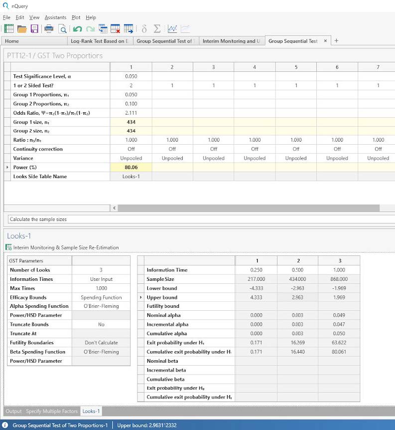 Unblinded Sample Size Re-estimation - Two Proportions - Sample Size 4
