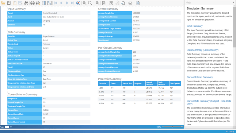 Worked Example - Survival Trial Milestone Prediction - img 12 - Results - Summary-1