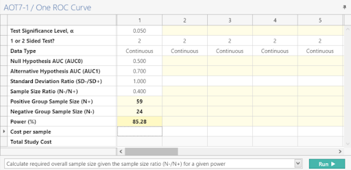 Sample Size Calculator Example- nQuery- Example 02- Img 03- One ROC Curve