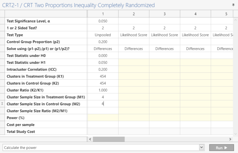 Sample Size Calculator Example- nQuery- Example 05- Img 02- CRT Two Proportions Inequality Completely Randomised