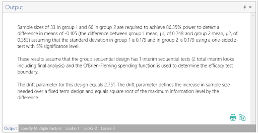 Sample Size Calculator Example- nQuery- Example 06- Img 04- Group Sequential Test of Two Means