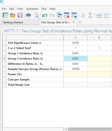 Sample Size Calculator Example- nQuery- Example 08- Img 02- Two Incidence Rates using Normal Approximation