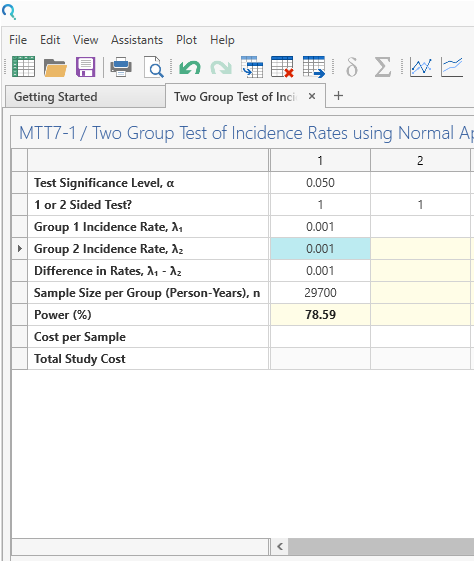 Sample Size Calculator Example- nQuery- Example 08- Img 03- Two Incidence Rates using Normal Approximation