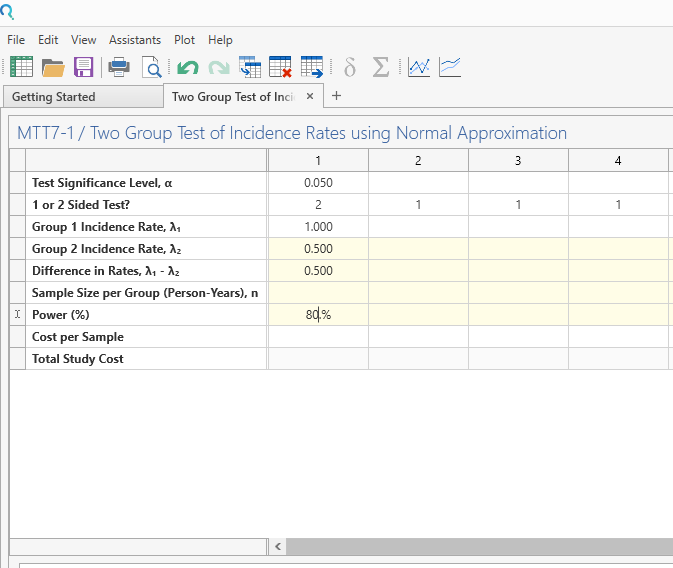Sample Size Calculator Example- nQuery- Example 09- Img 02- Two Group Test of Incidence Rates using Normal Approximation