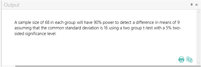 Sample Size Calculator Example- nQuery- Example 11- Img 04- Two Sample Student’s t-test (equal variances)