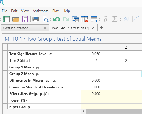 Sample Size Calculator Example- nQuery- Example 14- Img 02- Two Sample Student’s T-test (equal variances)