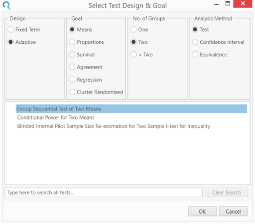 Sample Size Calculator Example- nQuery- Example 15- Img 01- Group Sequential Test of Two Means
