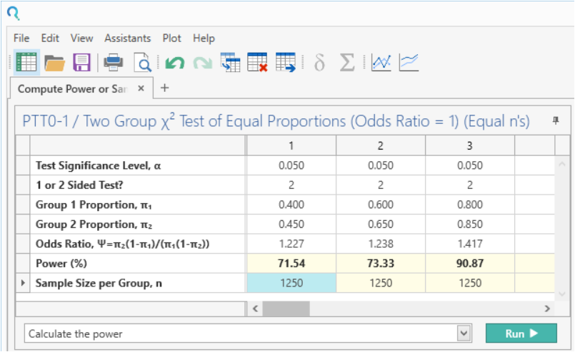 Sample Size Calculator Example- nQuery- Example 18- img 03- Compute Power or Sample Size for Two-Sample Chi-Squared Test