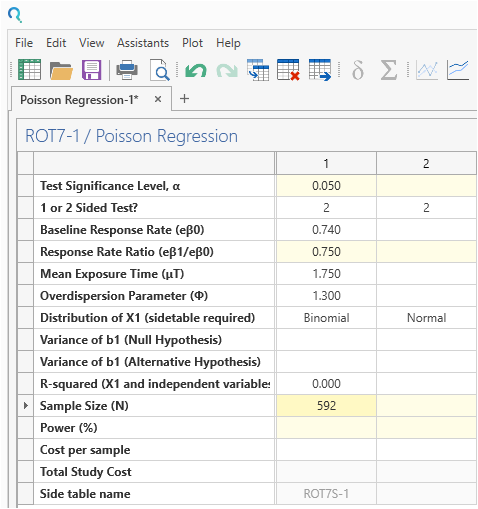 Sample Size Calculator Example- nQuery- Example 19- Img 02- Poisson Regression