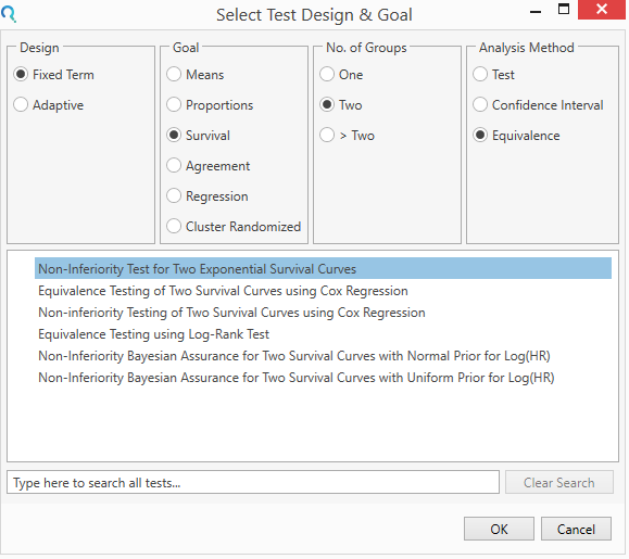 Sample Size Calculator Example- nQuery- Example 20- Img 01- Non-inferiority test for Two Exponential Survival Curves