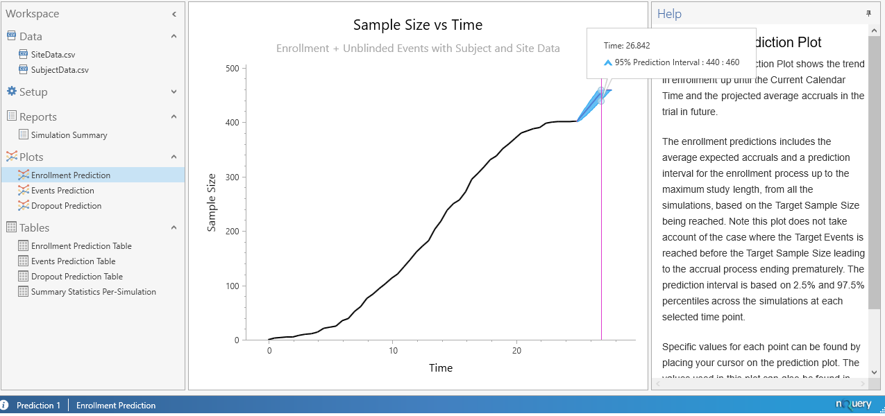 Worked Example - Survival Trial Milestone Prediction - img 10 - Results - Sample Size Vs Time
