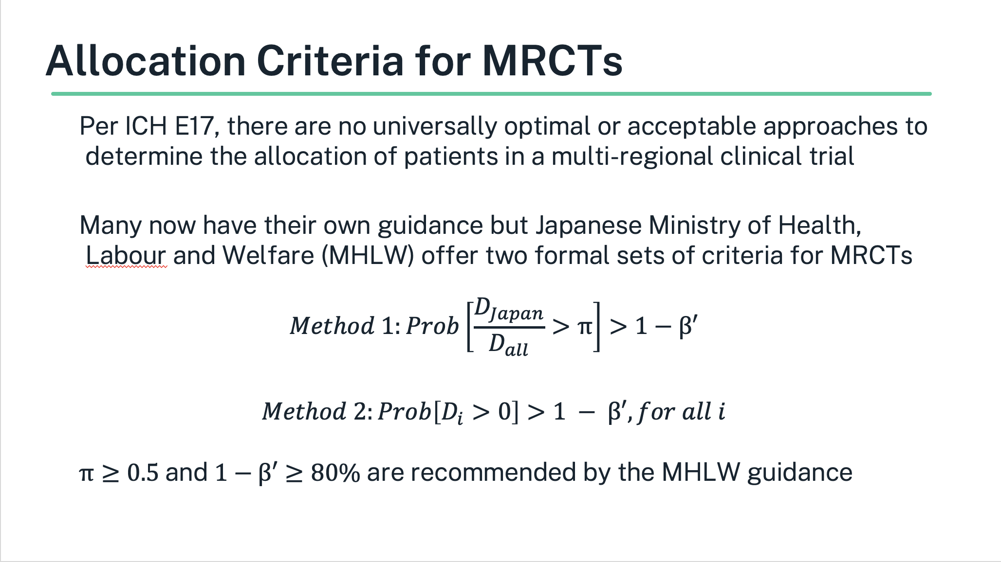 Sample Size Allocation Criteria